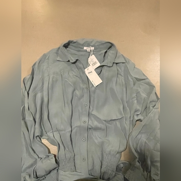 Nwt btfl-life sage button down belted flowy long sleeve jumpsuit size medium - Picture 3 of 4